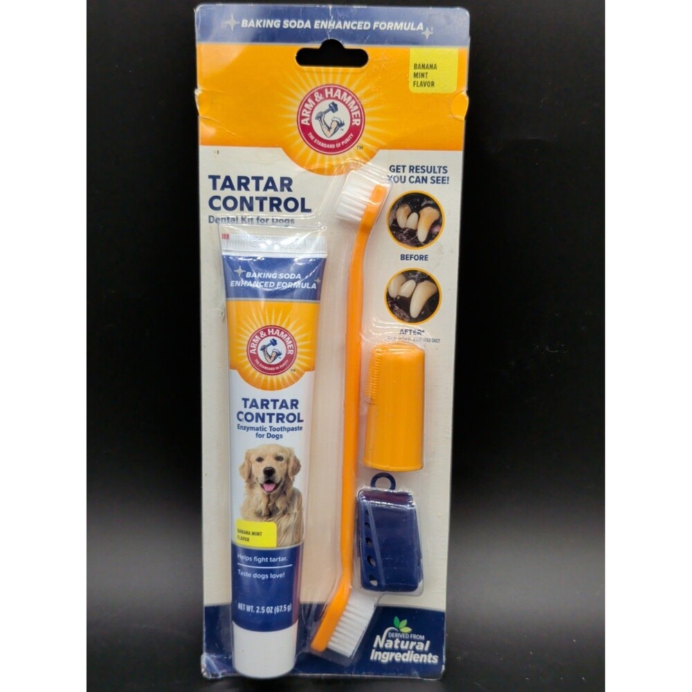 Arm & Hammer for Pets Tartar Control Kit Dogs 3 Piece Set, Banana Mint